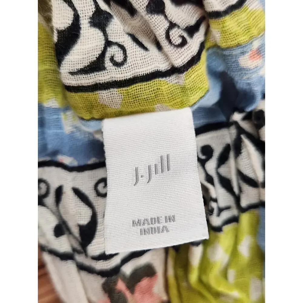 J. Jill 100% cotton scarf infinity patchwork print lightweight color block